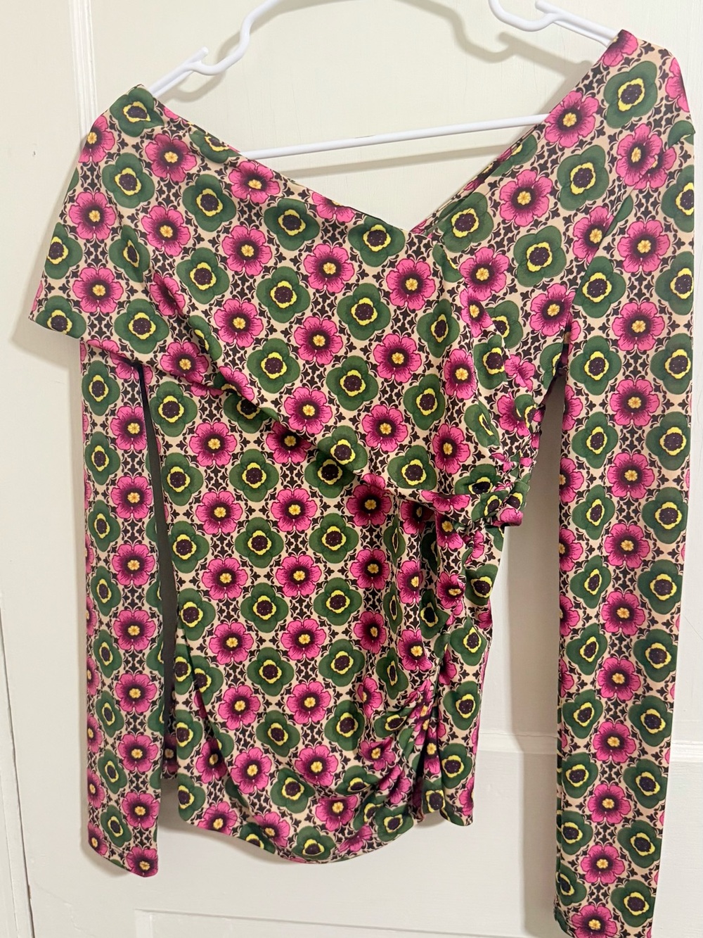 INC International Concepts Pink & Green Floral Blouse